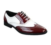 Dolcetto Men's Patent Lace-Up Red White Brogues Smart Dress Shoes