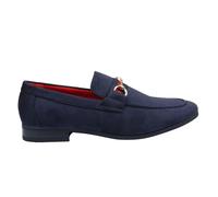 Dolcetto Men's Suede Leather Lined Gold Buckle Loafers - Navy - UK 7