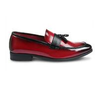 Dolcetto Men's Tassel High-Gloss Slip-On Loafers - Red - UK 9