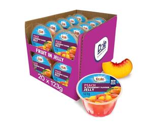 Dole Peach in Strawberry Jelly Fruit Bowls 20 x 123g, Healthy Snack Made with Fresh Fruits, Perfect for Breakfast & Dessert or Adding to Recipes