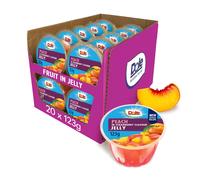 Dole Peach in Strawberry Jelly Fruit Pots 20 x 123g, Healthy Snack Made with Fresh Fruit, No Added Sugar Fruit Bowls, Perfect for Breakfast & Dessert