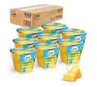 Dole Tropical Gold Pineapple in Juice Fruit Pots 8 x 198g, Fresh Chunks, Healthy Snack, No Added Sugar, Perfect for Breakfast & Dessert or Adding to Recipes