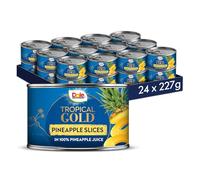 Dole Tropical Gold Premium Tinned Pineapple Slices in Juice 24 x 227g, Healthy Snack Made with Fresh Fruit, No Added Sugar Pineapple Cans, Perfect for Breakfast & Dessert or Adding to Recipes