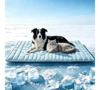 Doleva Cooling Mat Reversible Machine Washable Pet Bed，Blue：M:36x23in