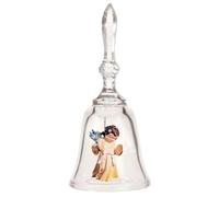 Dolfi | Crystal Bell with Angel and Plates 20 cm | Hand-Coloured Wood in Val Gardena | Nativity Figure