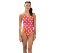 Dolfin Uglies One Piece Swimsuit - Athletic Practice Swimwear for Training, Sports, and Fitness, All Smiles, 32