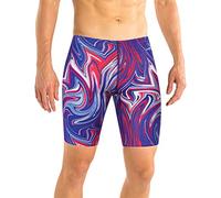 Dolfin Winner's Men's Swimsuit Print Training Jammer for Racing and Competitions-RED/White/Blue,L