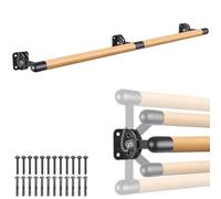 Dolibest 200cm Ballet Barre, Adjustable Wooden Dance Stretching Bar Wall Mounted Home Barre Workout Equipment with Metal Support Bracket Holder for Girls Kids and Adults, 4cm Diameter
