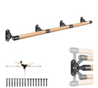 Dolibest 250cm Ballet Barre Wall Mounted, Adjustable Wooden Dance Bar Foldable Home Stretching Barre Ballerina Workout Equipment with Metal Support Bracket for Girls Kids and Adults, 4cm Diameter