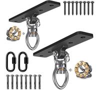 Dolibest 2pcs Punching Bag Hanger, Boxing Ceiling Hook Punch Holder 4 Hole Swing Bracket 360 Swivel with Carabiner&Silent Bearing for Hanging Heavy Bag Hammock Wood/Concrete Wall Beam Mount, up 900lbs
