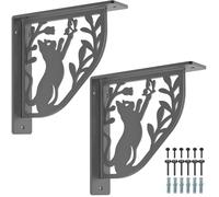 Dolibest 2pcs Shelf Brackets, Floating Shelves Brace Bracket Right Angle Corner Support 20cm Metal Wall Bracket Kitchen/Garage/Basement/Bedroom Storage Rack/Wooden Board Triangle Supporter, Cat
