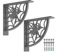 Dolibest 2pcs Shelf Brackets, Floating Shelves Brace Bracket Right Angle Corner Support 20cm Metal Wall Bracket Kitchen/Garage/Basement/Bedroom Storage Rack/Wooden Board Triangle Supporter, Spider