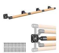 Dolibest 300cm Ballet Barre, Adjustable Wooden Dance Stretching Bar Wall Mounted Home Barre Workout Equipment with Metal Support Bracket Holder for Girls Kids and Adults, 4cm Diameter
