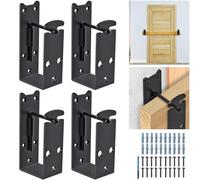 Dolibest 4pcs Door Barricade Brackets, Gate Barricade Bracket U-Shaped Bar Holder Clamp Lock Design Fits 106.6 x 53.5mm Lumber Indoor & Outdoor Home Garden Garage Barn Shed Security