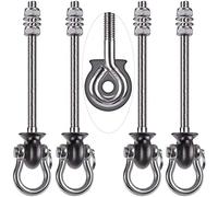 Dolibest 4pcs Swing Hanger, Heavy Duty Hammock Hook M8 Hanging Chair Screw Eye Bolt 245mm Swivel Ceiling Beam Mounting Bracket for Yoga Rope/Aerial Hoop/Punching Bag/Sandbag, 1500lbs