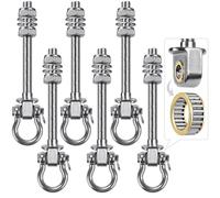 Dolibest 6pcs Swing Hanger with Bearing, 175mm Heavy Duty Hammock Hook M10 Hanging Chair Screw Eye Bolt Swivel Ceiling Beam Mounting Bracket for Yoga Rope/Aerial Hoop/Punching Bag/Sandbag, 1500lbs