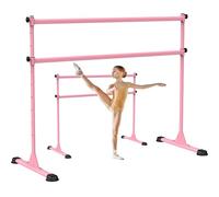 Dolibest Ballet Barre Freestanding, 10 Height Adjustable Ballet Bar Portable Pink Stretching Dance Bar with Non-Slip Rubber Pads for Girls Kids Adults Home Workout Fitness, 150 x 71cm
