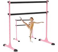 Dolibest Ballet Barre Freestanding, 10 Height Adjustable Ballet Bar Portable Pink Stretching Dance Bar with Non-Slip Rubber Pads & Cloth Wrapped for Girls Kids Adults Home Workout Fitness, 120 x 71cm