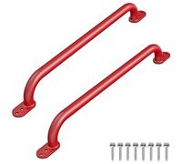 Dolibest Grab Rail, 73cm Kids Grab Bar Climbing Handle Handrail Staircase Hand Rail 2pcs Disabled Elderly Safety Hand Grip for Indoor Outdoor Front Door Step/Garden/Shower/Bath/Toilet, Flat Base/Red