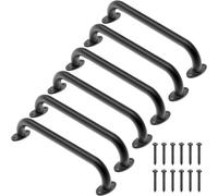 Dolibest Grab Rail Bar, 30.5cm Kids Metal Handrail Black Staircase Hand Rail 6pcs Disabled Elderly Safety Grab Bar for Indoor Outdoor Playground/Garden/Showers/Bath/Toilet/Bunk Bed, Oval Base/Black