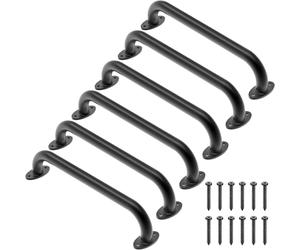 Dolibest Grab Rail Bar, 30.5cm Kids Metal Handrail Black Staircase Hand Rail 6pcs Disabled Elderly Safety Grab Bar for Indoor Outdoor Playground/Garden/Showers/Bath/Toilet/Bunk Bed, Oval Base/Black