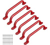 Dolibest Grab Rail Bar, 43cm Kids Metal Handrail Black Staircase Hand Rail 6pcs Disabled Elderly Safety Grab Bar for Indoor Outdoor Playground/Garden/Showers/Bath/Toilet/Bunk Bed, Flat Base/Red