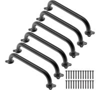 Dolibest Grab Rail Bar, 43cm Kids Metal Handrail Black Staircase Hand Rail 6pcs Disabled Elderly Safety Grab Bar for Indoor Outdoor Playground/Garden/Showers/Bath/Toilet/Bunk Bed, Frog Base/Black