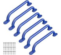 Dolibest Grab Rail Bar, 43cm Kids Metal Handrail Staircase Hand Rail 6pcs Disabled Elderly Safety Grab Bar for Indoor Outdoor Playground/Garden/Showers/Bath/Toilet/Bunk Bed, Flat Base/Blue