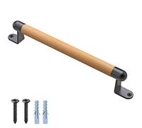 Dolibest Handrail Wooden 38cm Grab Rail Kids Elder Safety Handle Grip Bar | Φ3.2cm Beech,Climbing Swing Set Slide Kids Room Bunk Bed Gate Closet Bath Toilet Stair Step,Metal Bracket,Wall Ceiling,400lbs