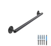 Dolibest Metal Handrail 61cm Grab Rail Indoor Stair Railing Black Grip Bar