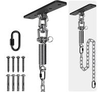 Dolibest Punching Bag Hanger, Boxing Ceiling Hook Punch Holder 4 Hole Swing Bracket 360 Swivel Carabiner M6 Spring&100cm Chain for Hanging Heavy Bag Hammock Wood/Concrete Wall Beam Mount, up to 350lbs
