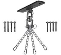 Dolibest Punching Bag Hanger, Boxing Ceiling Hook Punch Holder 4 Hole Swing Bracket 360 Swivel with 4 x 26cm Chains for Hanging Heavy Bag Hammock Chair Wood/Concrete Wall Beam Mount, up to 600lbs