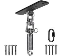 Dolibest Punching Bag Hanger, Boxing Ceiling Hook Punch Holder 4 Hole Swing Bracket 360 Swivel with Carabiner&M6 Spring for Hanging Heavy Bag Hammock Chair Wood/Concrete Wall Beam Mount, up to 350lbs
