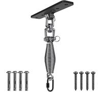 Dolibest Punching Bag Hanger, Boxing Ceiling Hook Punch Holder 4 Hole Swing Bracket 360 Swivel with Carabiner & 4.5mm Spring for Gym Heavy Bag Hammock Wood/Concrete Wall Beam Mount, up to 350lbs