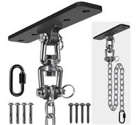 Dolibest Punching Bag Hanger, Boxing Ceiling Hook Punch Holder 4 Hole Swing Bracket 360 Swivel with Carabiner & 100cm Chain for Hanging Heavy Bag Hammock Chair Wood/Concrete Wall Beam Mount, up 600lbs