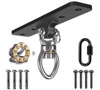 Dolibest Punching Bag Hanger, Boxing Ceiling Hook Punch Holder 4 Hole Swing Bracket 360 Swivel with Carabiner&Silent Bearing for Hanging Heavy Bag Hammock Chair Wood/Concrete Wall Beam Mount, up 900lb