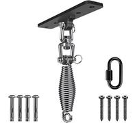 Dolibest Punching Bag Hanger, Boxing Ceiling Hook Punch Holder 4 Hole Swing Bracket 360 Swivel with Carabiner&6mm Spring for Hanging Heavy Bag Hammock Chair Wood/Concrete Wall Beam Mount, up to 350lbs