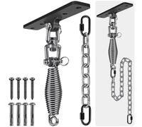 Dolibest Punching Bag Hanger, Boxing Ceiling Hook Punch Holder 4 Hole Swing Bracket 360 Swivel with Carabiner&6mm Spring&100cm Chain for Hanging Heavy Bag Hammock Wood/Concrete Wall Beam Mount, 350lbs