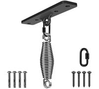 Dolibest Punching Bag Hanger, Boxing Ceiling Hook Punch Holder 4 Hole Swing Bracket Swivel with Carabiner&5mm Spring for Hanging Heavy Bag Hammock Chair Wood/Concrete Wall Beam Mount, up to 350lbs