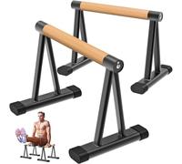 Dolibest Pushup Stand, Calisthenics Parallettes 2pcs Fitness Press Up Bars 31cm Medium Home Gym Dip Handstand Paralle Bar with Wooden Handle Men Excersice Equipment for L-Sit/Body Building/Workout