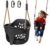 Dolibest Swing Seat, Kids Swing Soft Plastic Bucket Swing Indoor/Outdoor with High Back & Adjustable 130-200cm Rope for 1-3 Years Toddler/Baby, Black Elephant / 600lbs