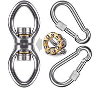 Dolibest Swing Swivel with Bearing, Swing Spinner 360 Rotating Hammock Chair Eye Hook with Carabiner Stainless Steel Yoga Rope/Aerial Hoop/Punching Bag Hanging Kit, Oval Shape Closed Loop