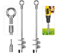 Dolibest Tent Peg Heavy Duty, 76cm Ground Anchor Screw Trampoline Stake Metal Earth Sand Spiral Wind Storm Spike for Swing/Camping/Shed/Dog/Carport/Canopy with Fixed Eyelet, 2 Pack