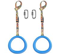 Dolibest Trapeze Ring,2 Pack Gym Ring Monkey Bar Handle Grip with 230-442cm Adjustable Rope&Carabiner for Outdoor Swing Set/Climbing Frame/Obstacle Course/Pullup/Olympic Training Indoor Activity,Blue