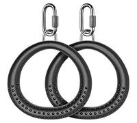 Dolibest Trapeze Ring, 2 Pack Gym Ring Monkey Bar Handle Grip with Carabiner for Outdoor Swing Set/Climbing Frame/Obstacle Course/Pullup/Olympic Training Indoor Activity, Black
