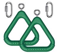 Dolibest Trapeze Ring, 2 Pack Gym Ring Triangle Monkey Bar Handle Grip with Carabiner for Outdoor Swing Set/Climbing Frame/Obstacle Course/Pullup/Olympic Training Indoor Fun Activity, Green