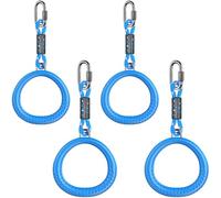 Dolibest Trapeze Ring, 4 Pack Gym Ring Monkey Bar Handle Grip with 29cm Rope & Carabiner for Outdoor Swing Set/Climbing Frame/Obstacle Course/Pullup/Olympic Training Indoor Activity, Blue