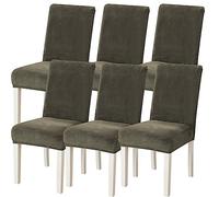 DOLIJA Stretch Velvet Chair Covers, Set of 2/4/6/8, Green, Water Repellent, Stretch Fit, Perfect for Dining Room, Hotel, Kitchen, Ceremony