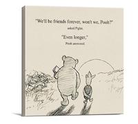 Dolimifa Classic Winnie the Pooh Friendship Quote Wall Art Decor Retro We'll Be Friends Forever Sayings Canvas Painting Pictures Framed Print Sign Artwork Ready to Hang (8x8 Inches)
