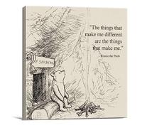Dolimifa Classic Winnie the Pooh Quote Wall Art Decor Vintage the Things That Make Me Different Sayings Canvas Painting Pictures Framed Print Sign Artwork Ready to Hang (8x8 Inches)